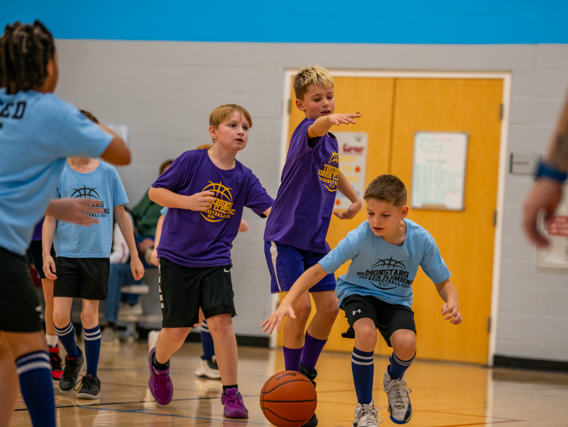 Children playing basketball.